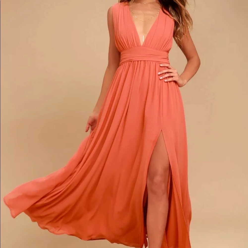 Lulus Heavenly Hues Rusty Rose Long Dress Size M